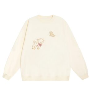 Cute Lamb Print Sweatshirt — Apricot