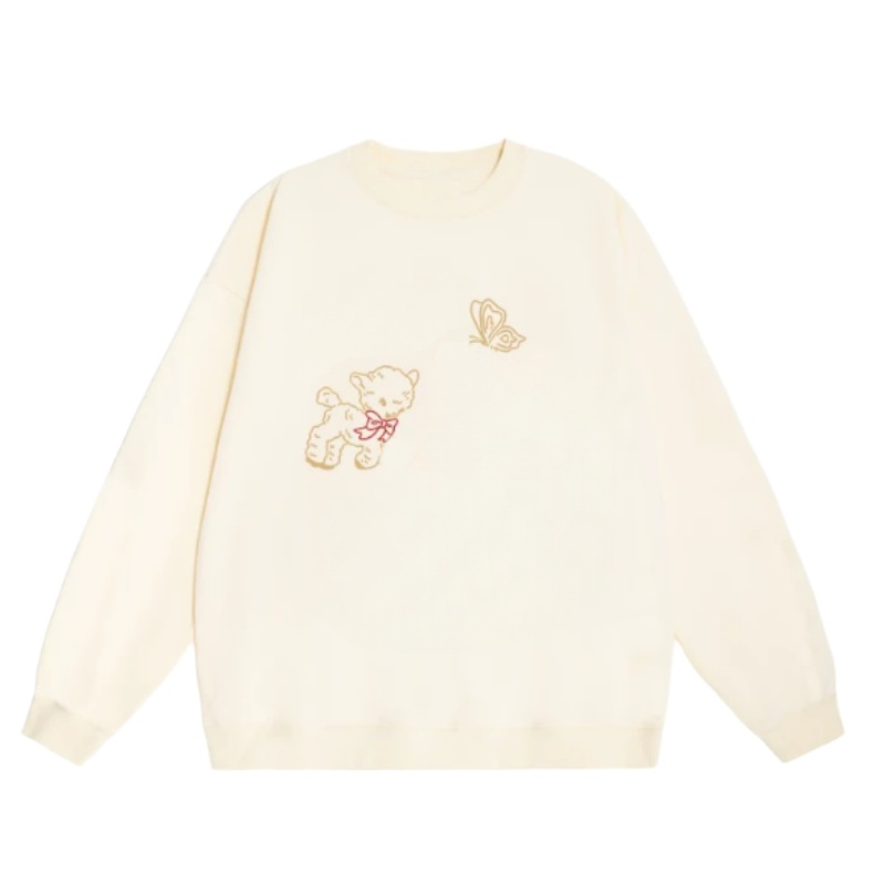 Cute Lamb Print Sweatshirt — Apricot