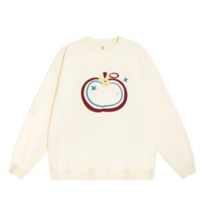 Playful & Stylish Apple-Print Sweatshirt — Creamy Apricot