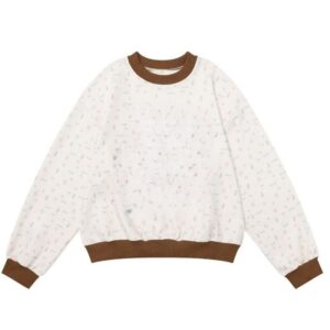 Khaki Stripe Pattern Relaxed-Fit Sweatshirt